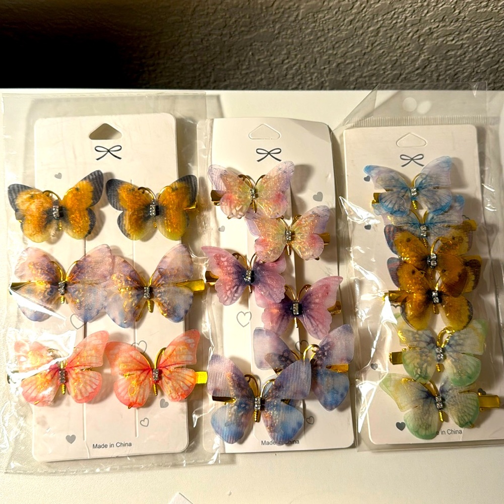 10pc Elegant BUTTERFLY CLIPS that are FLOWY whimsical on the hair